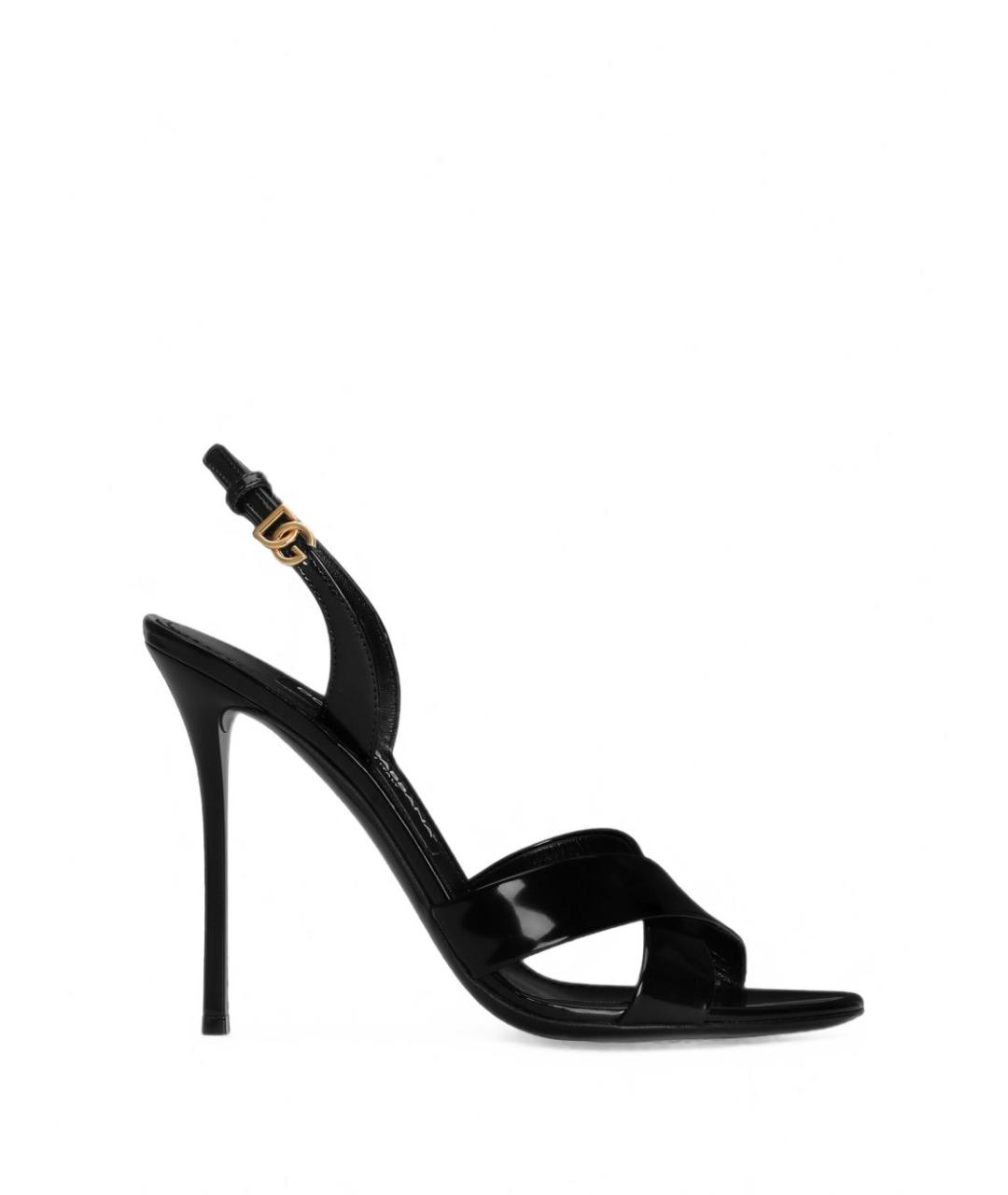 DOLCE&GABBANA Черные кожаные босоножки, фото 4