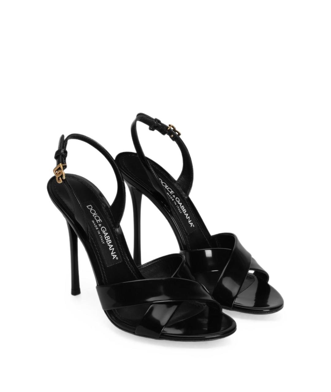DOLCE&GABBANA Черные кожаные босоножки, фото 2