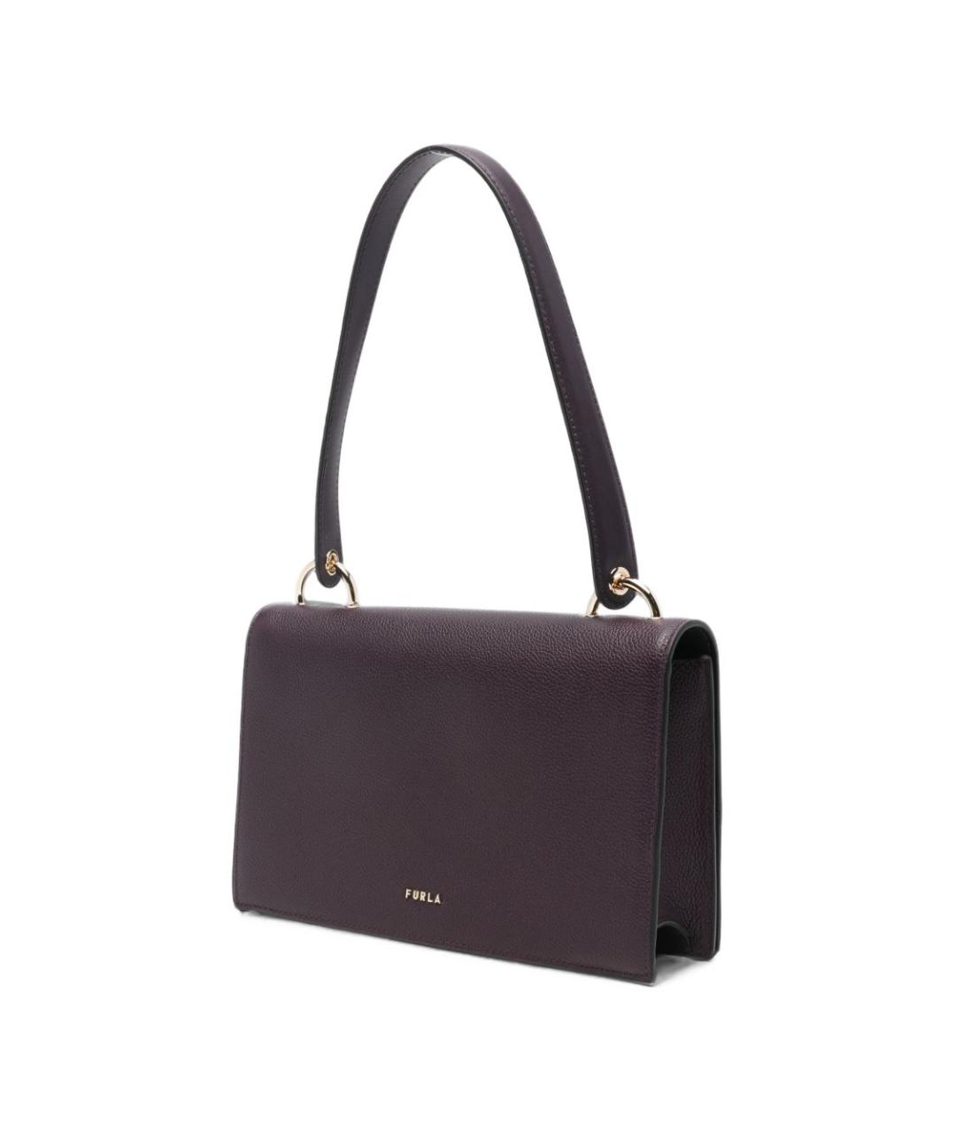 FURLA Фиолетовая кожаная сумка через плечо, фото 4