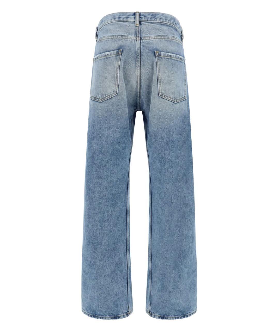 MAISON MARGIELA Голубые хлопковые прямые джинсы, фото 5