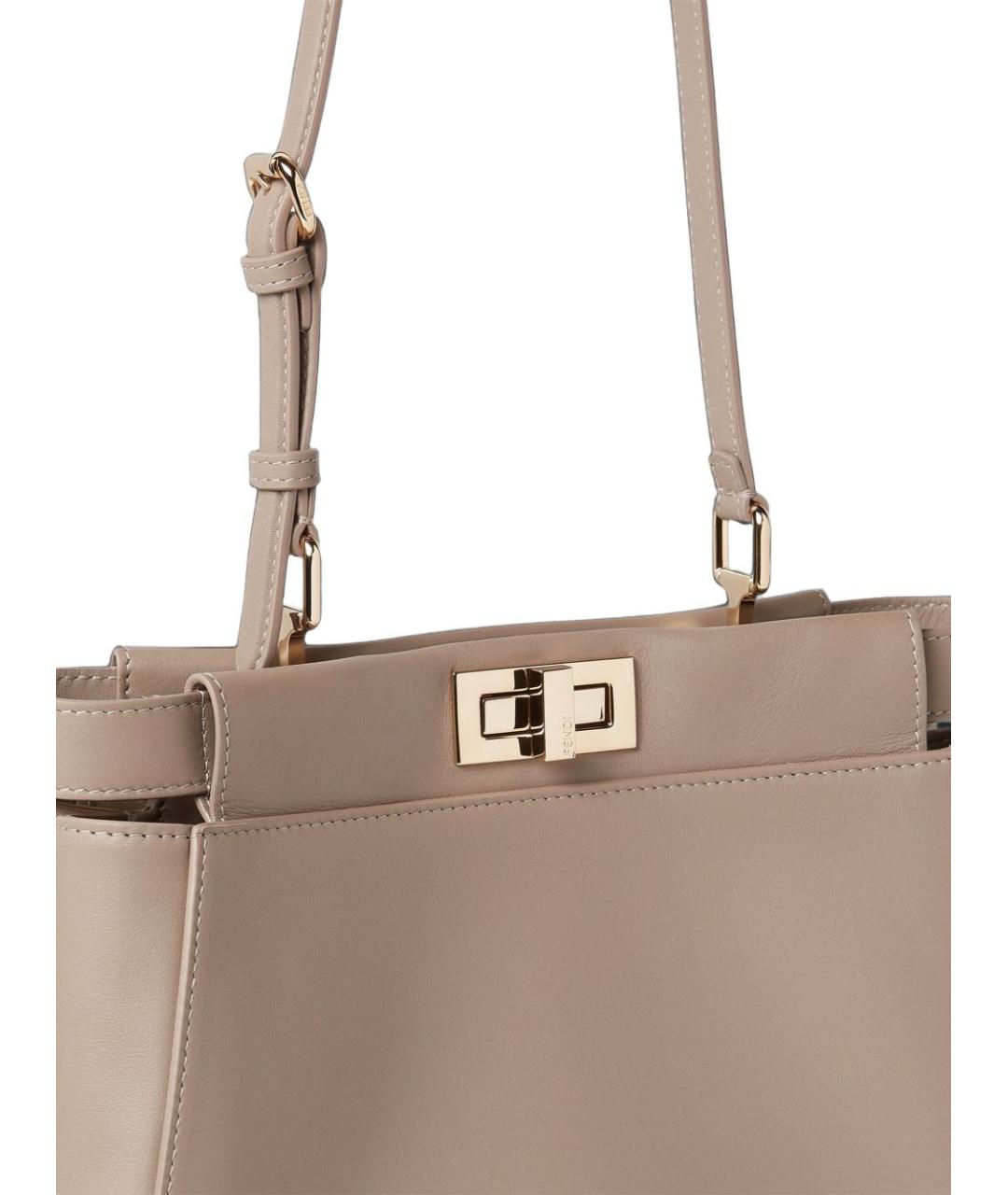 FENDI Бежевая кожаная сумка тоут, фото 2