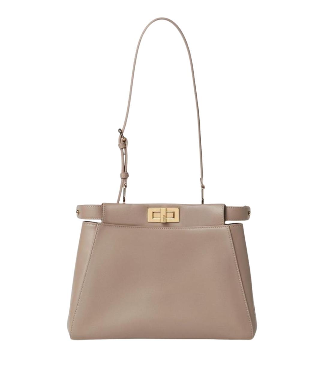 FENDI Бежевая кожаная сумка тоут, фото 1