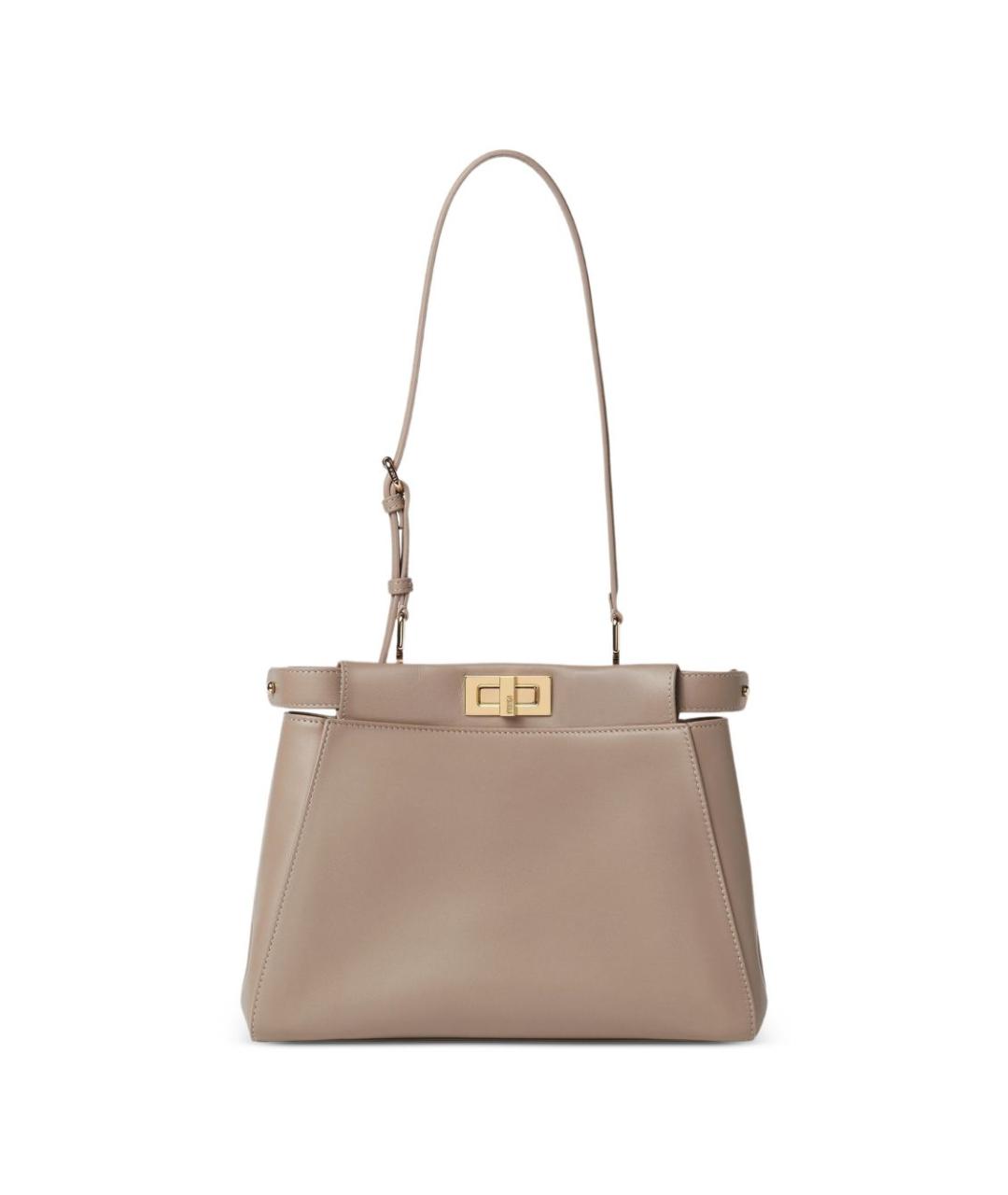 FENDI Бежевая кожаная сумка тоут, фото 6