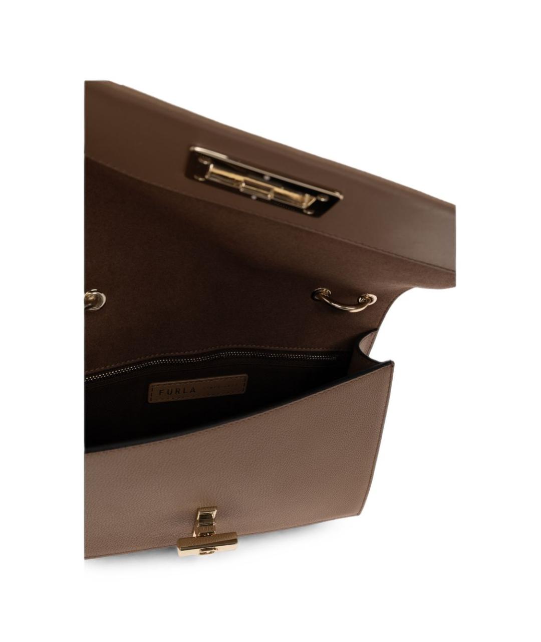 FURLA Коричневая кожаная сумка через плечо, фото 6