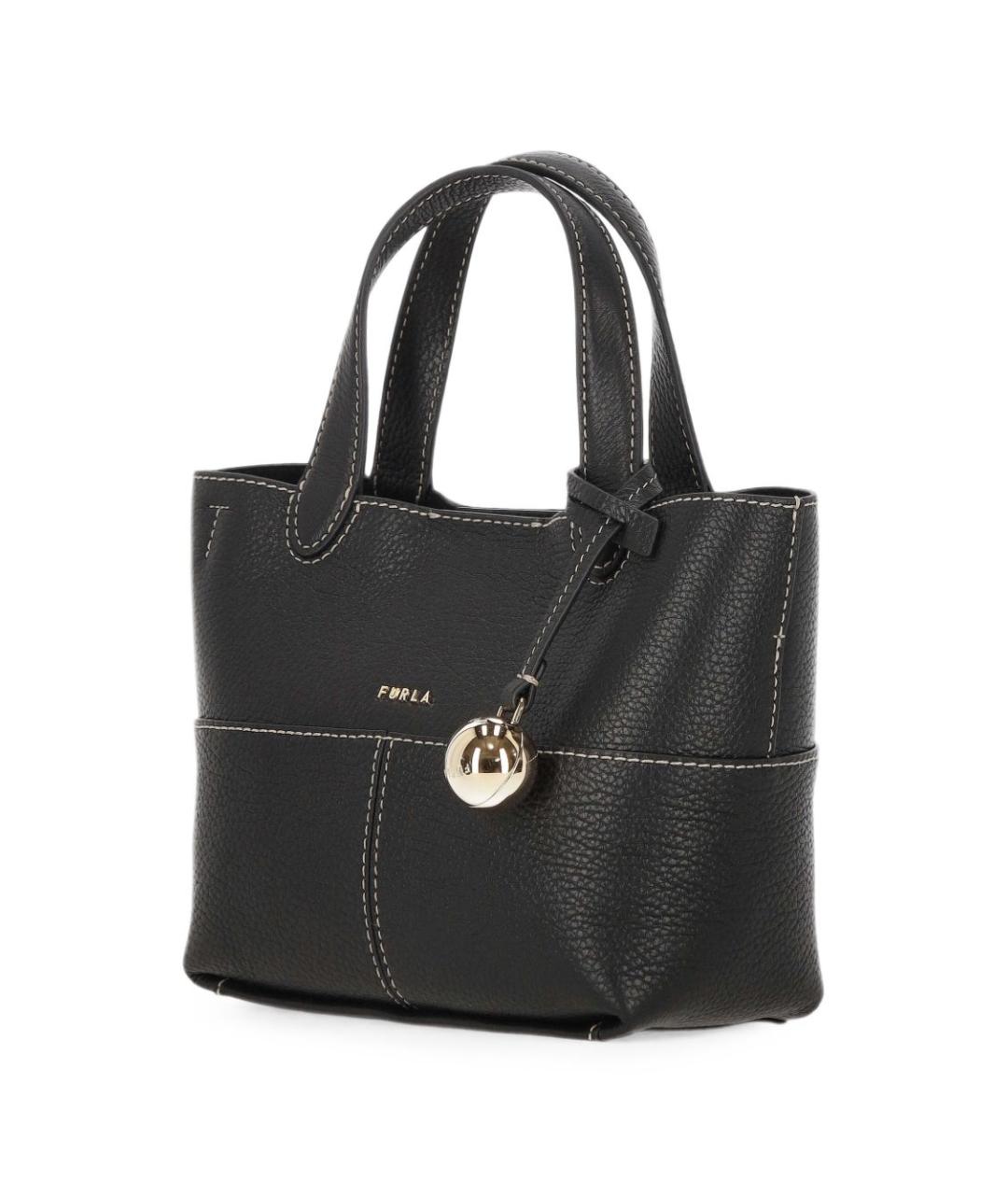 FURLA Черная кожаная сумка тоут, фото 2