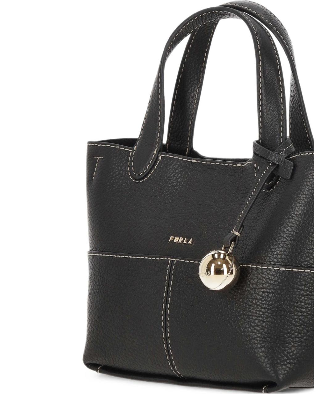 FURLA Черная кожаная сумка тоут, фото 3