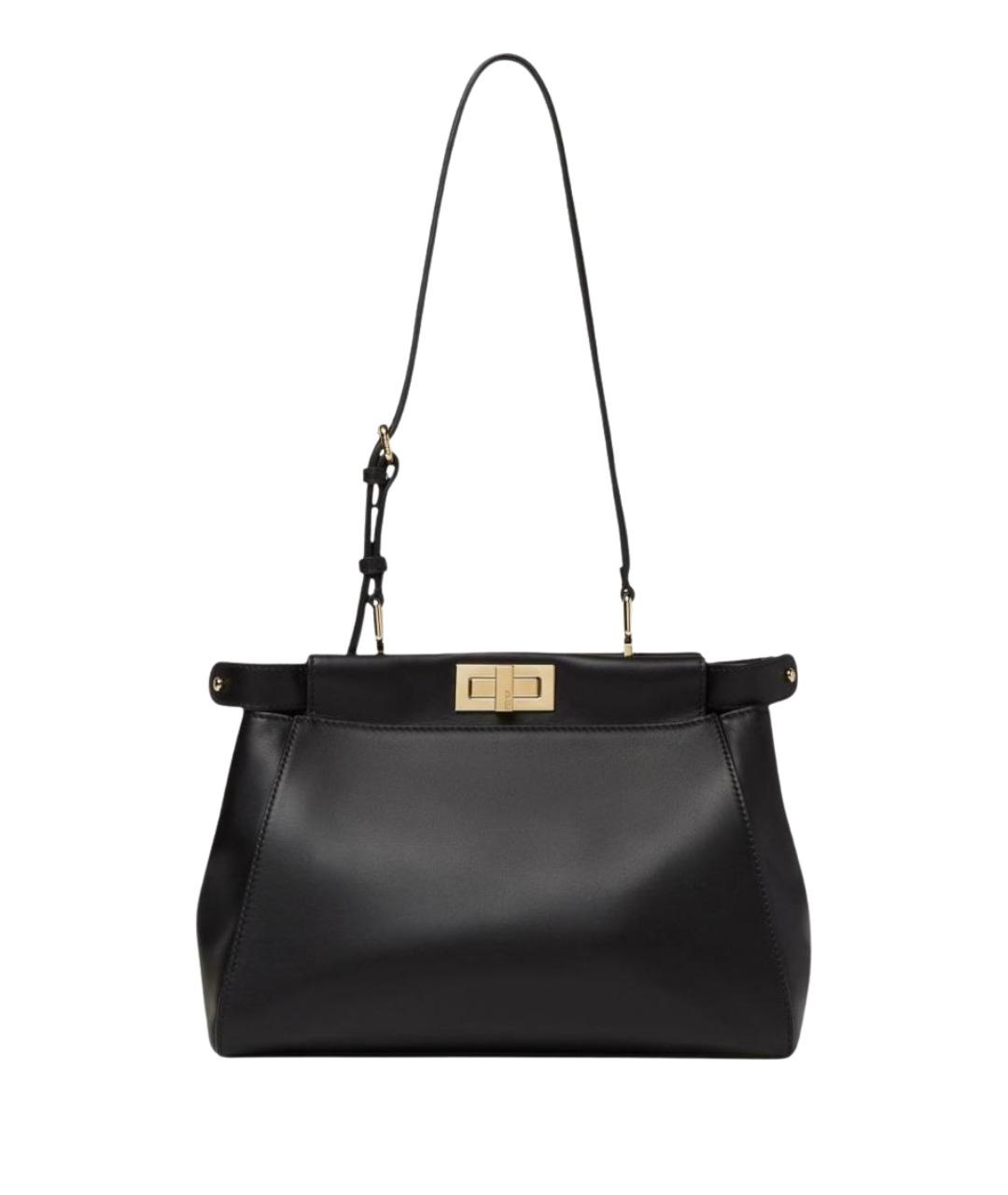 FENDI Черная кожаная сумка тоут, фото 1