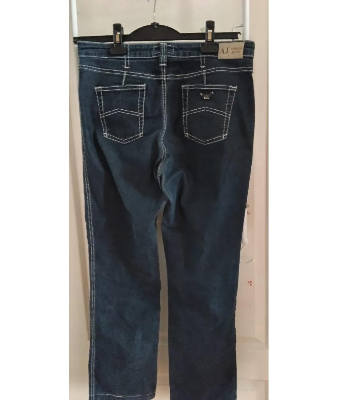 ARMANI JEANS Темно-синие хлопко-эластановые прямые джинсы, фото 2