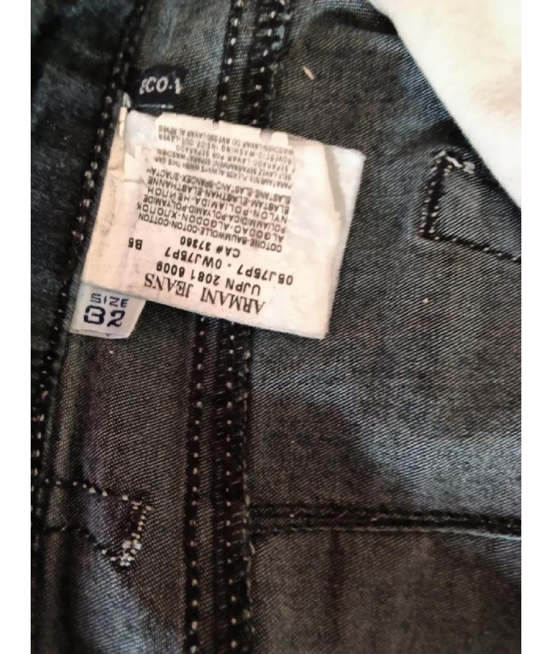 ARMANI JEANS Темно-синие хлопко-эластановые прямые джинсы, фото 4