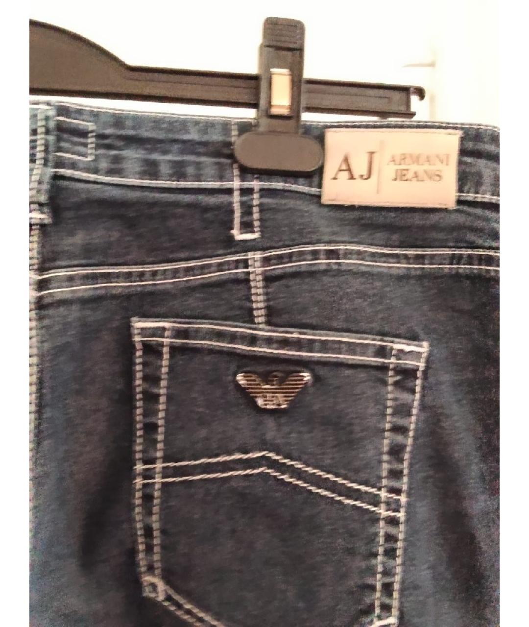 ARMANI JEANS Темно-синие хлопко-эластановые прямые джинсы, фото 3