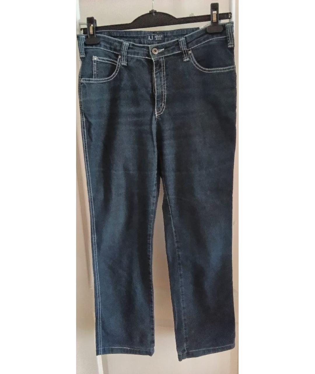 ARMANI JEANS Темно-синие хлопко-эластановые прямые джинсы, фото 5