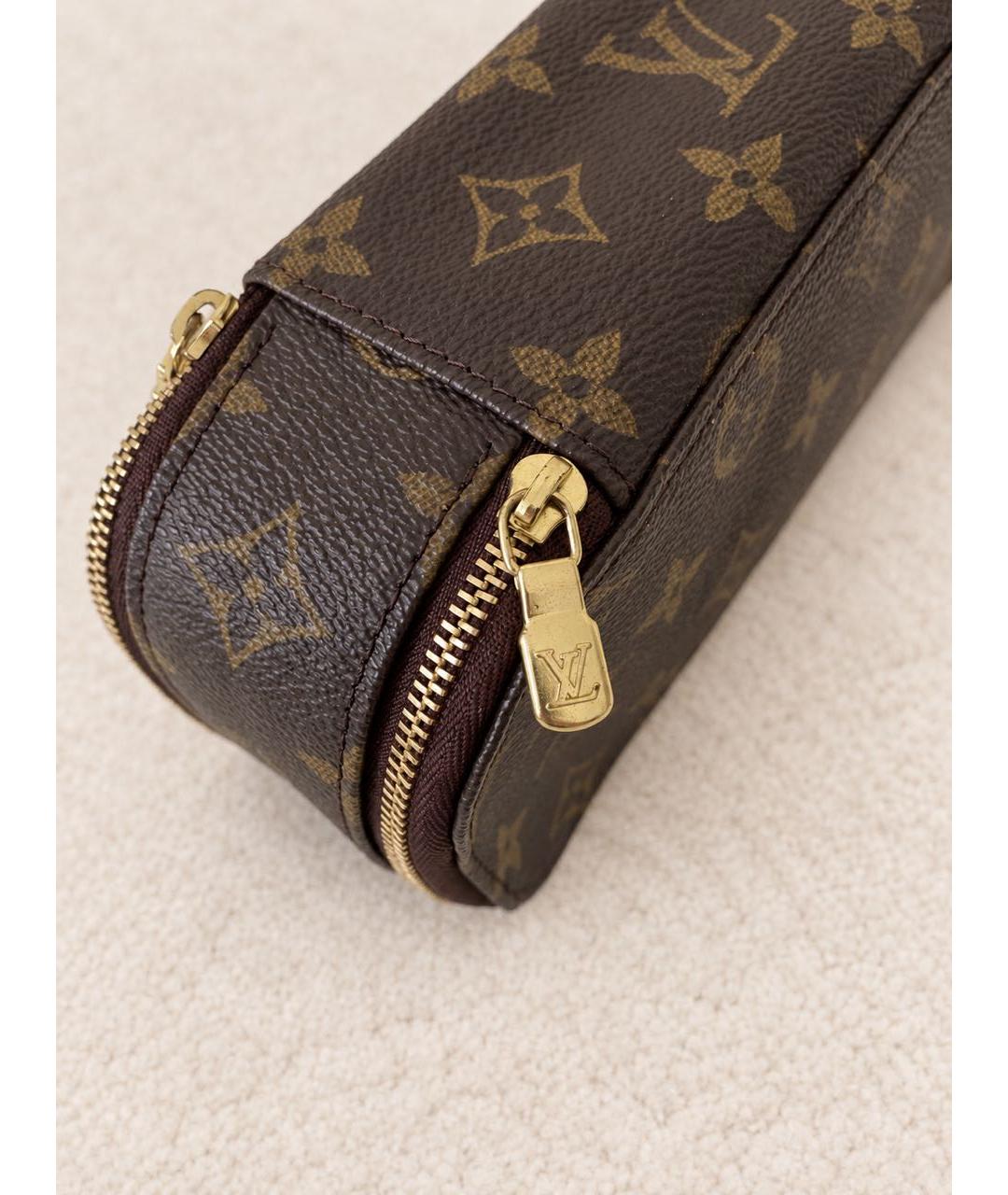 LOUIS VUITTON Коричневая косметичка из канвы, фото 3