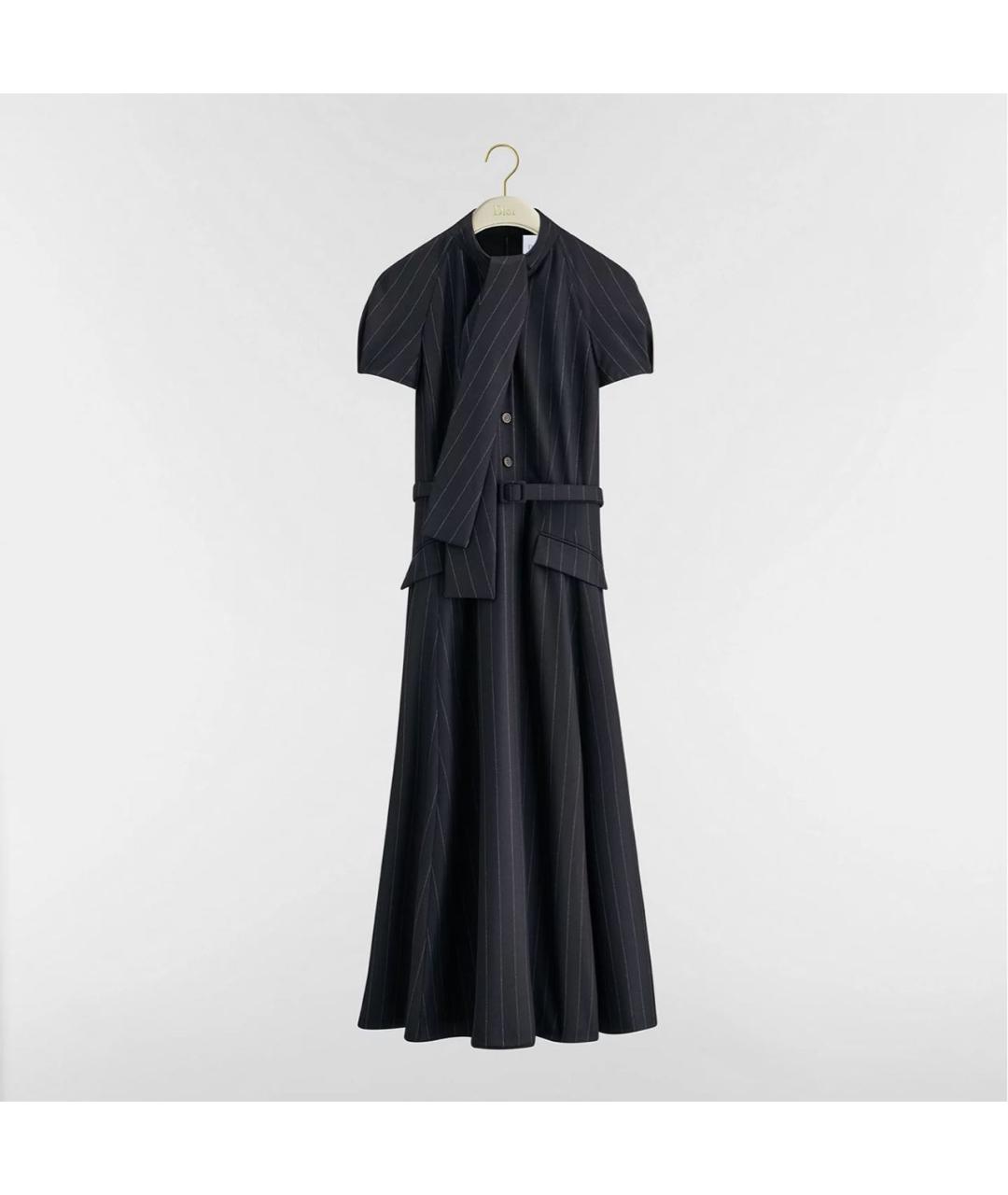 CHRISTIAN DIOR Темно-синее шерстяное повседневное платье, фото 4