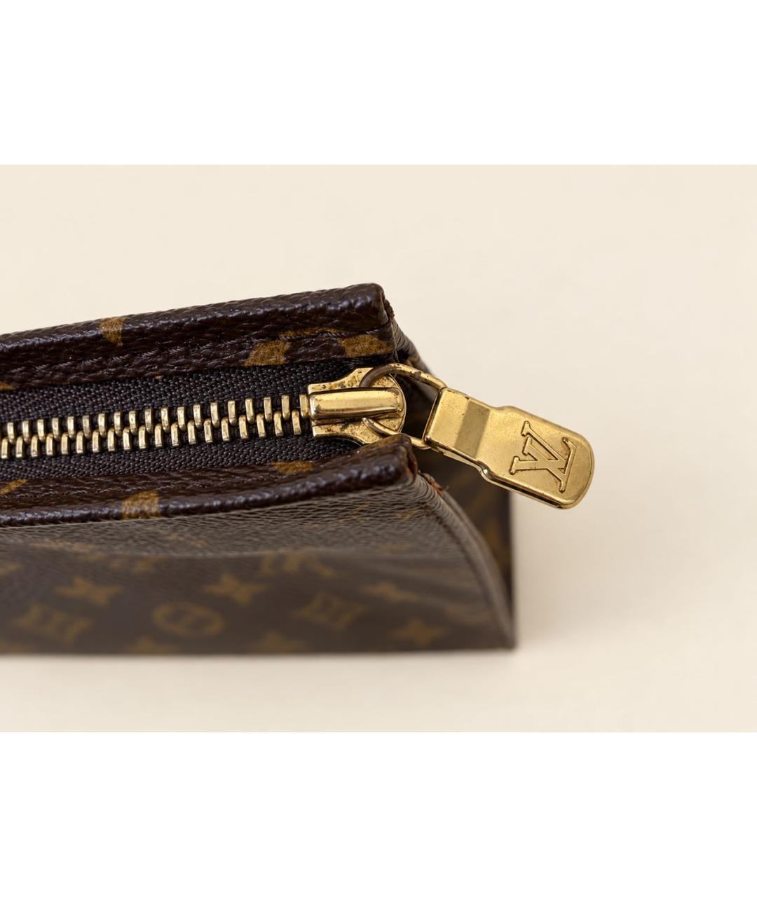 LOUIS VUITTON Коричневая косметичка из канвы, фото 4