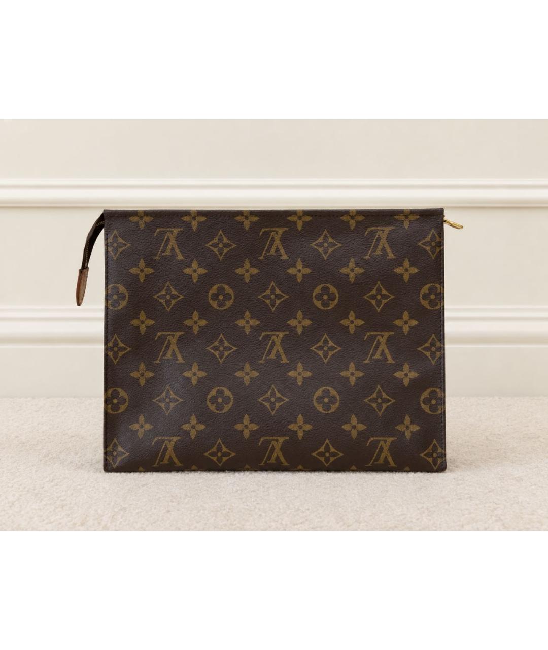 LOUIS VUITTON Коричневая косметичка из канвы, фото 9