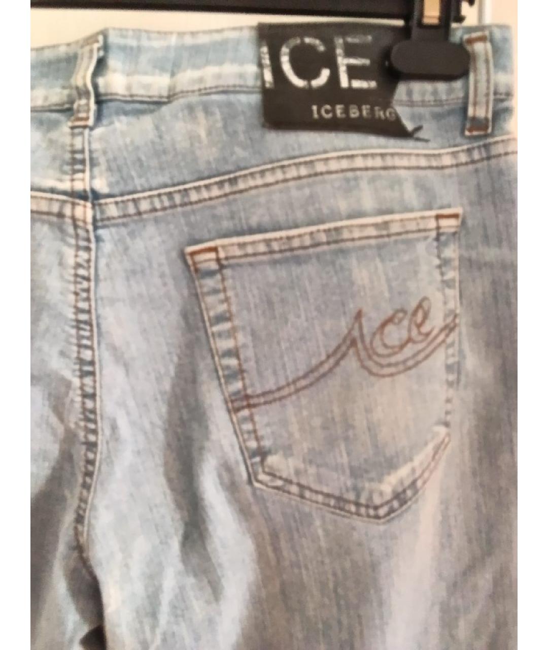 ICEBERG Голубые хлопковые прямые джинсы, фото 3