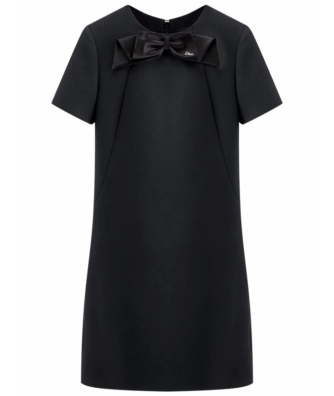 CHRISTIAN DIOR Черное шерстяное повседневное платье, фото 1