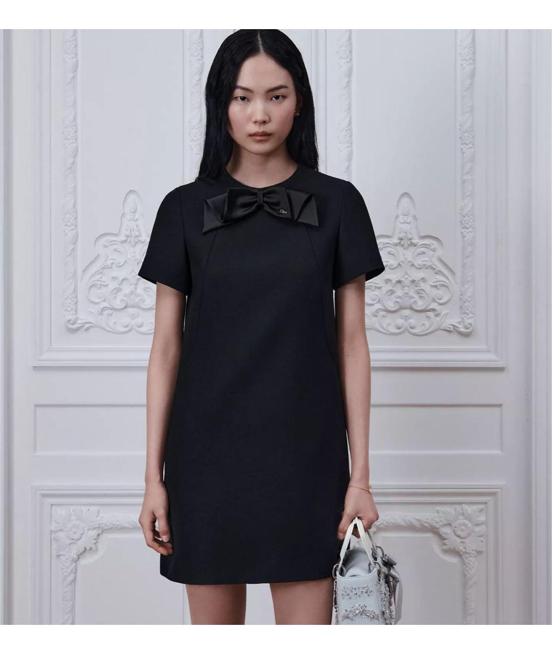 CHRISTIAN DIOR Черное шерстяное повседневное платье, фото 4