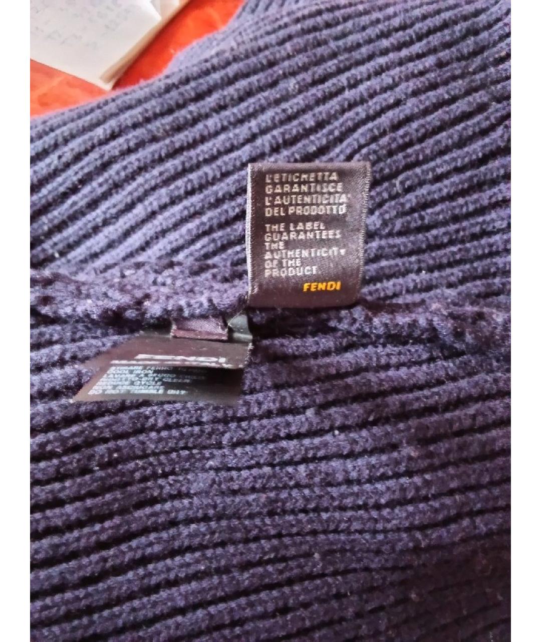 FENDI Темно-синий кашемировый джемпер / свитер, фото 4