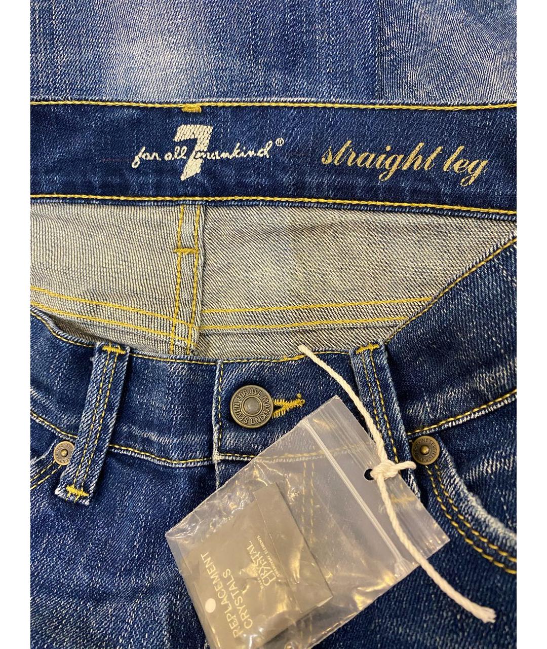 7 FOR ALL MANKIND Синие хлопко-эластановые прямые джинсы, фото 3