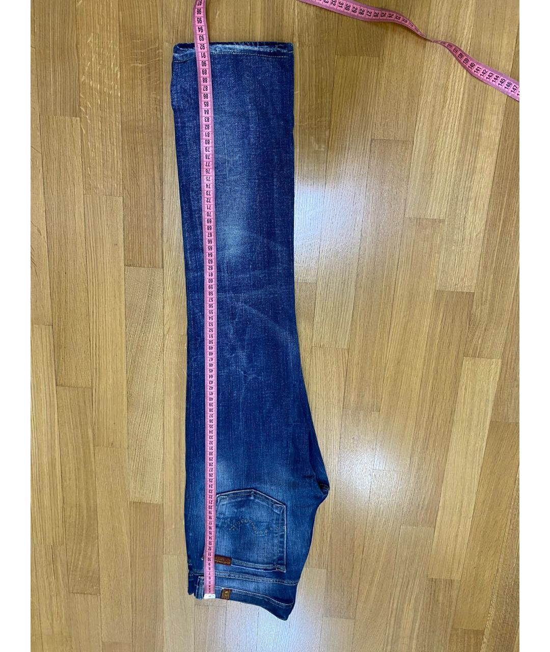7 FOR ALL MANKIND Синие хлопко-эластановые прямые джинсы, фото 5