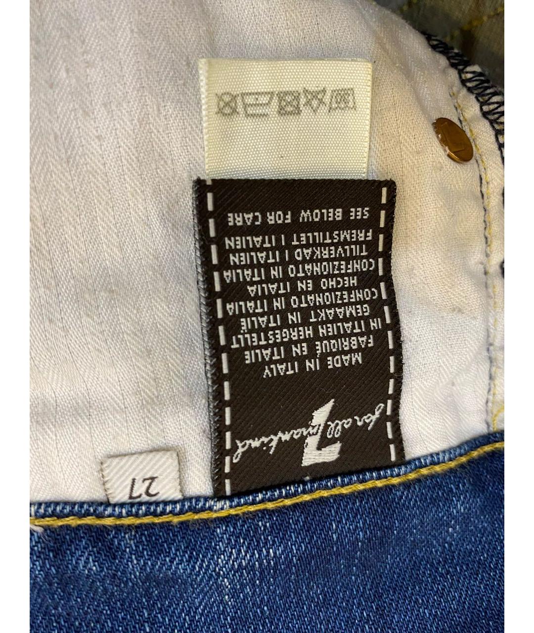 7 FOR ALL MANKIND Синие хлопко-эластановые прямые джинсы, фото 8
