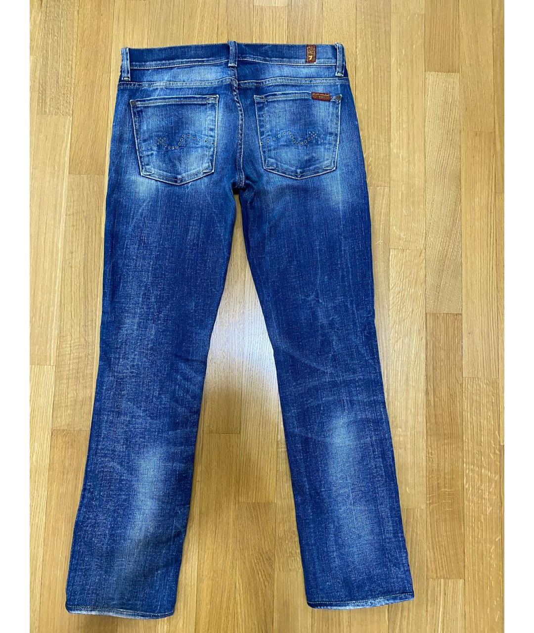 7 FOR ALL MANKIND Синие хлопко-эластановые прямые джинсы, фото 2