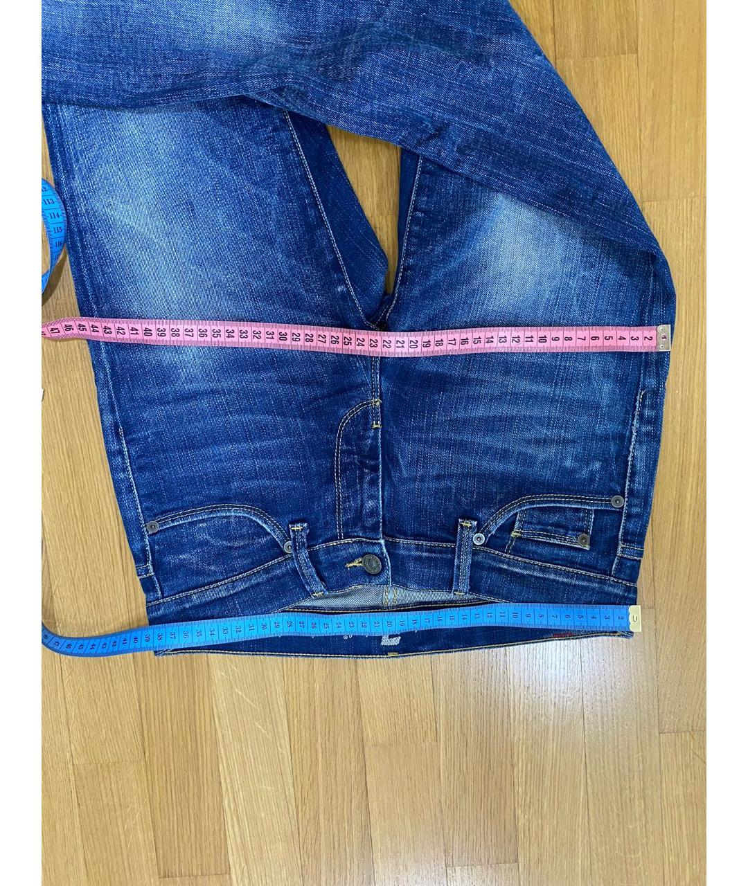 7 FOR ALL MANKIND Синие хлопко-эластановые прямые джинсы, фото 6