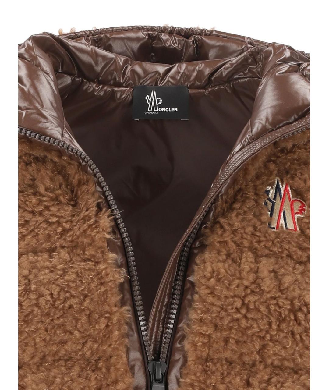 MONCLER GRENOBLE Коричневый синтетический жилет, фото 4