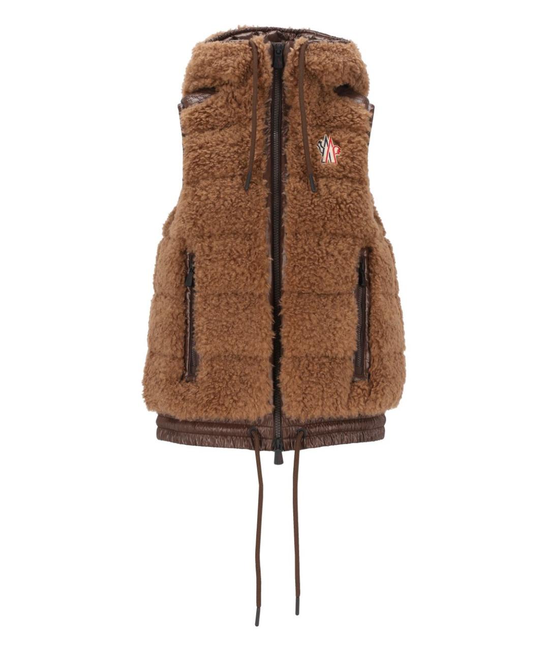 MONCLER GRENOBLE Коричневый синтетический жилет, фото 1