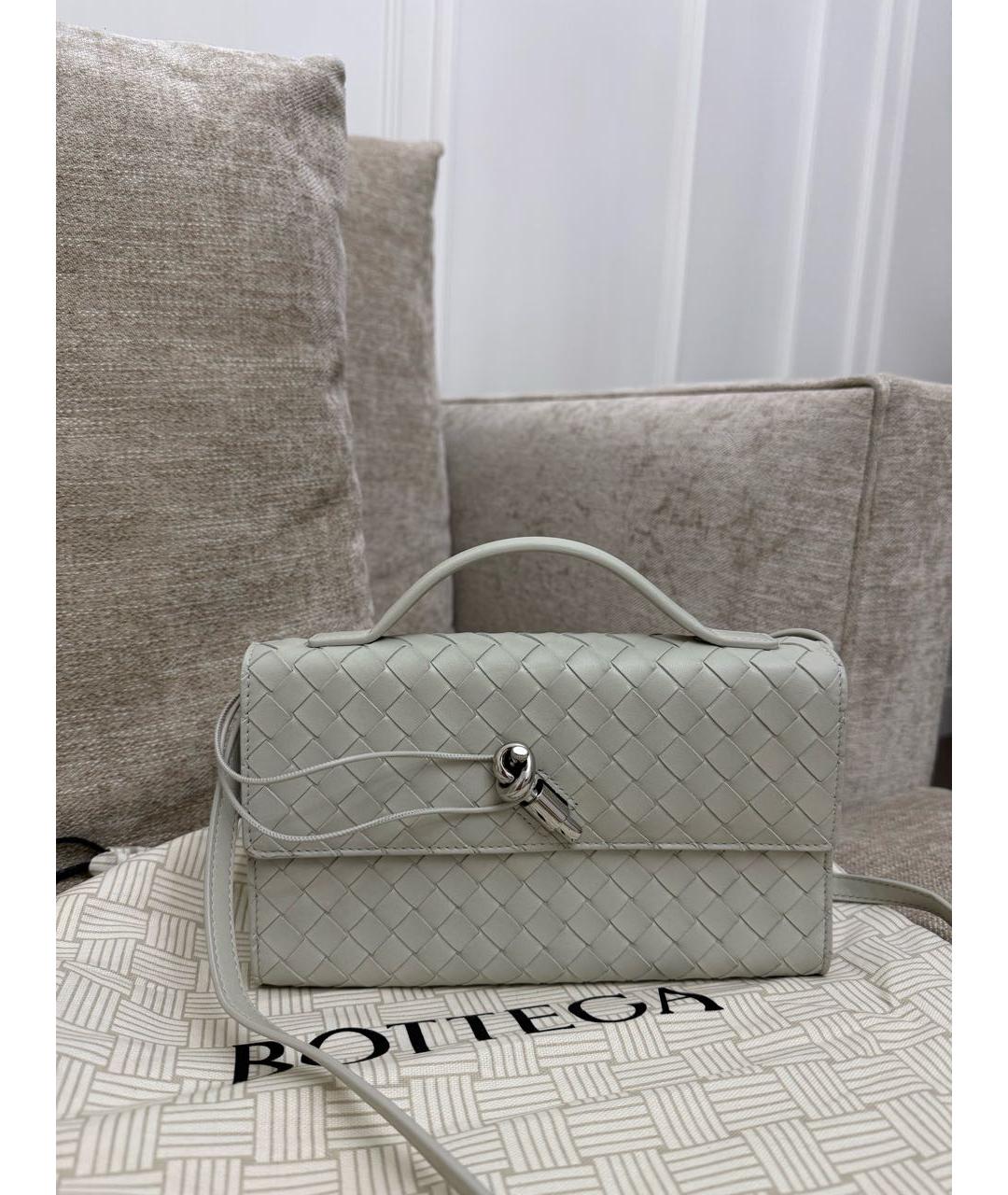 BOTTEGA VENETA Белая кожаная сумка с короткими ручками, фото 7