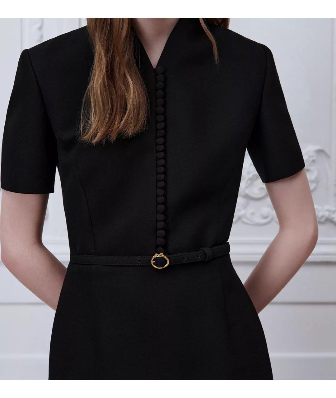CHRISTIAN DIOR Черное шерстяное повседневное платье, фото 6