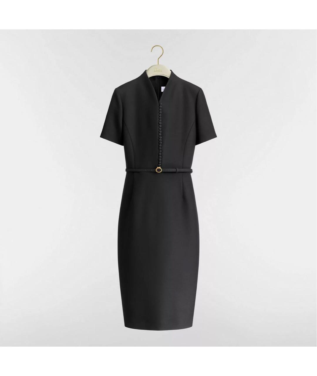 CHRISTIAN DIOR Черное шерстяное повседневное платье, фото 7