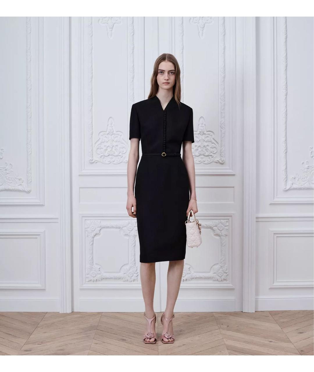 CHRISTIAN DIOR Черное шерстяное повседневное платье, фото 4