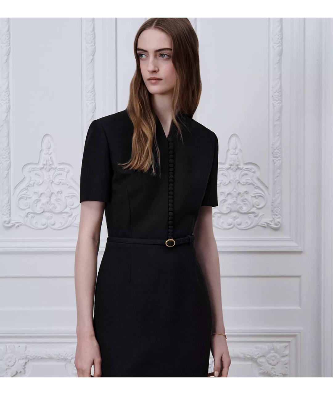 CHRISTIAN DIOR Черное шерстяное повседневное платье, фото 5
