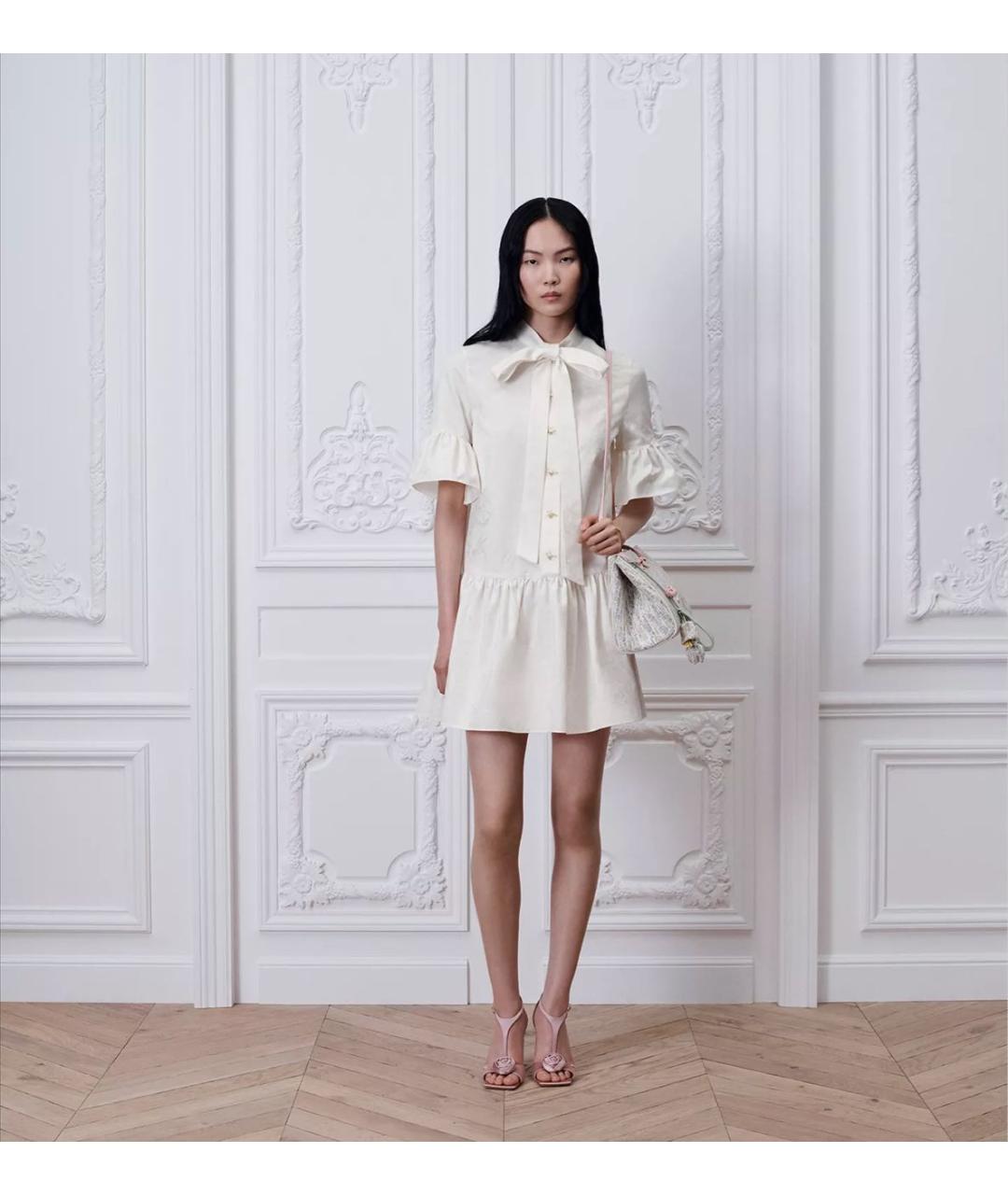 CHRISTIAN DIOR Белое хлопковое повседневное платье, фото 2