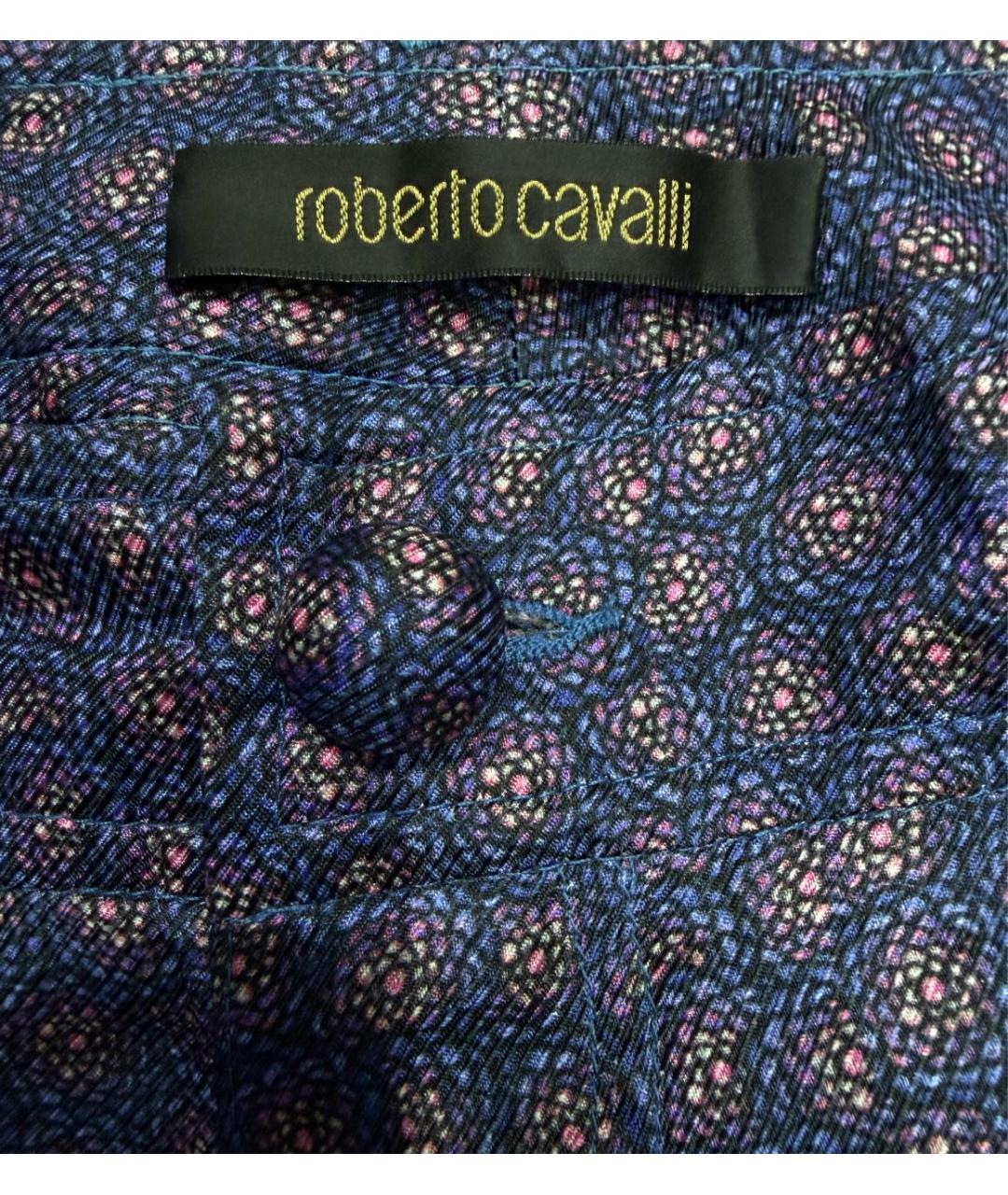 ROBERTO CAVALLI Фиолетовые шелковые брюки широкие, фото 4