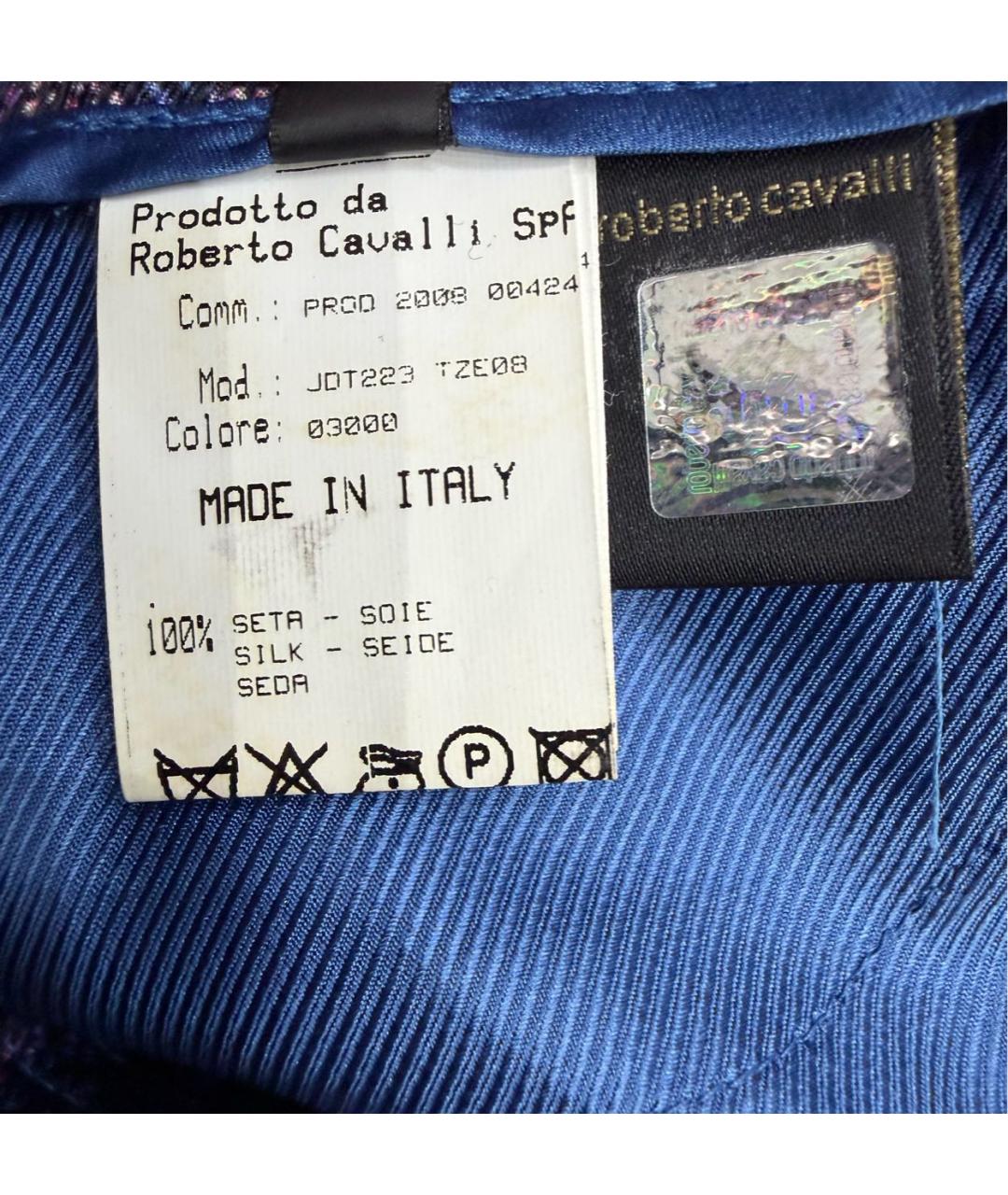 ROBERTO CAVALLI Фиолетовые шелковые брюки широкие, фото 7