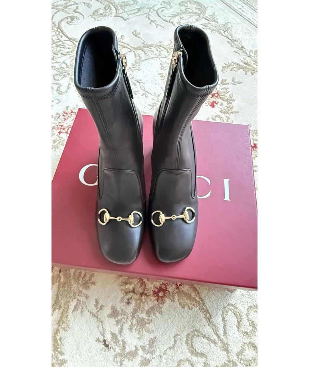 GUCCI Черные кожаные ботильоны, фото 6