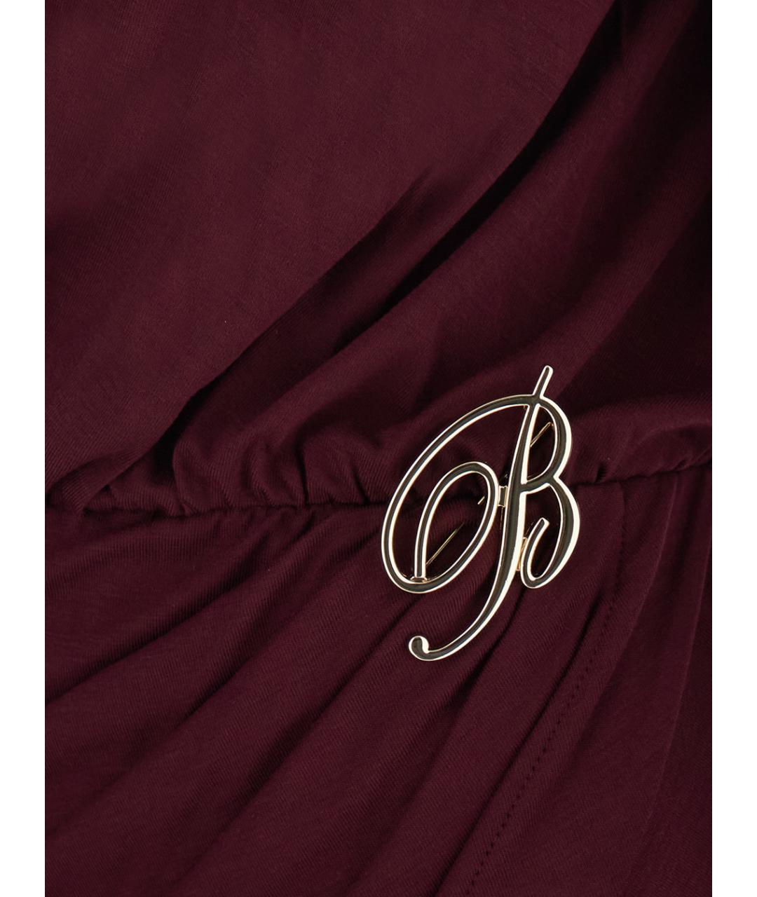 BLUMARINE Бордовое вискозное платье, фото 3