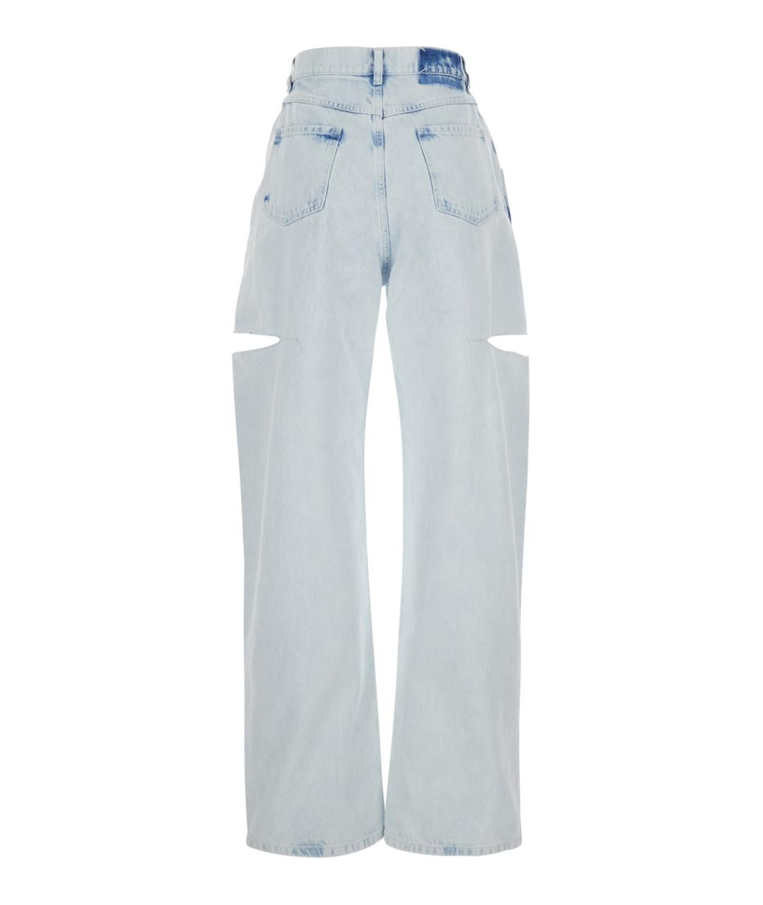 MAISON MARGIELA Голубые хлопковые прямые джинсы, фото 2