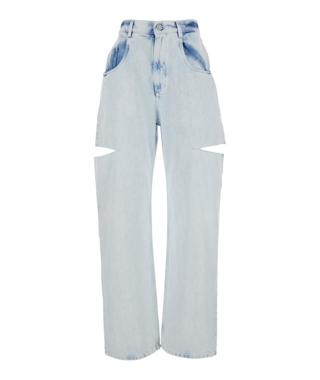 MAISON MARGIELA Голубые хлопковые прямые джинсы, фото 1