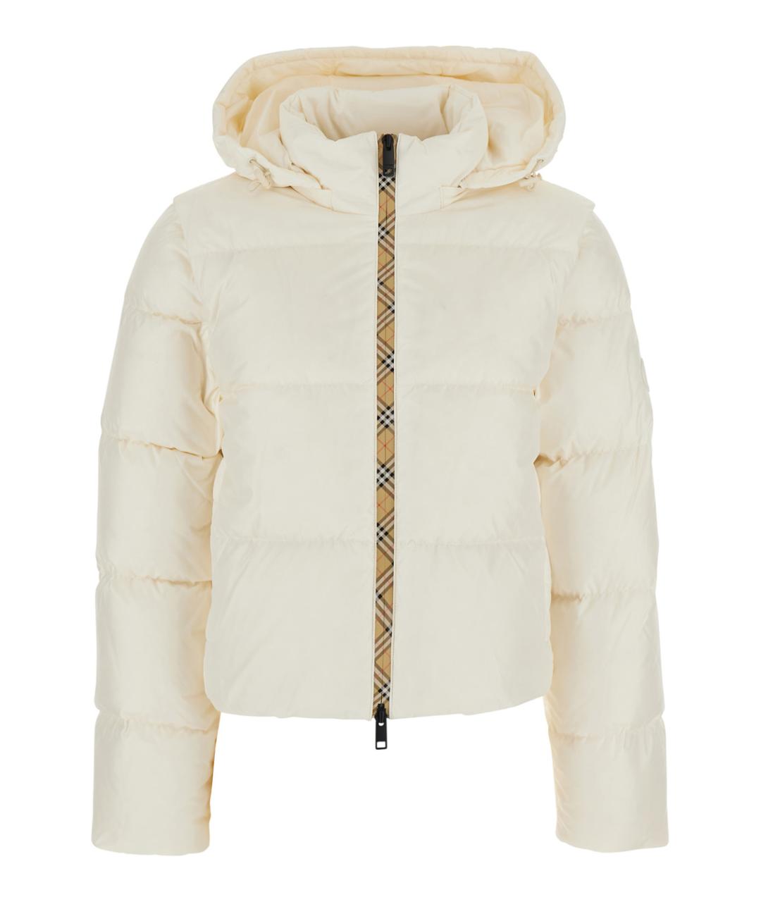 BURBERRY Белый нейлоновый пуховик, фото 1
