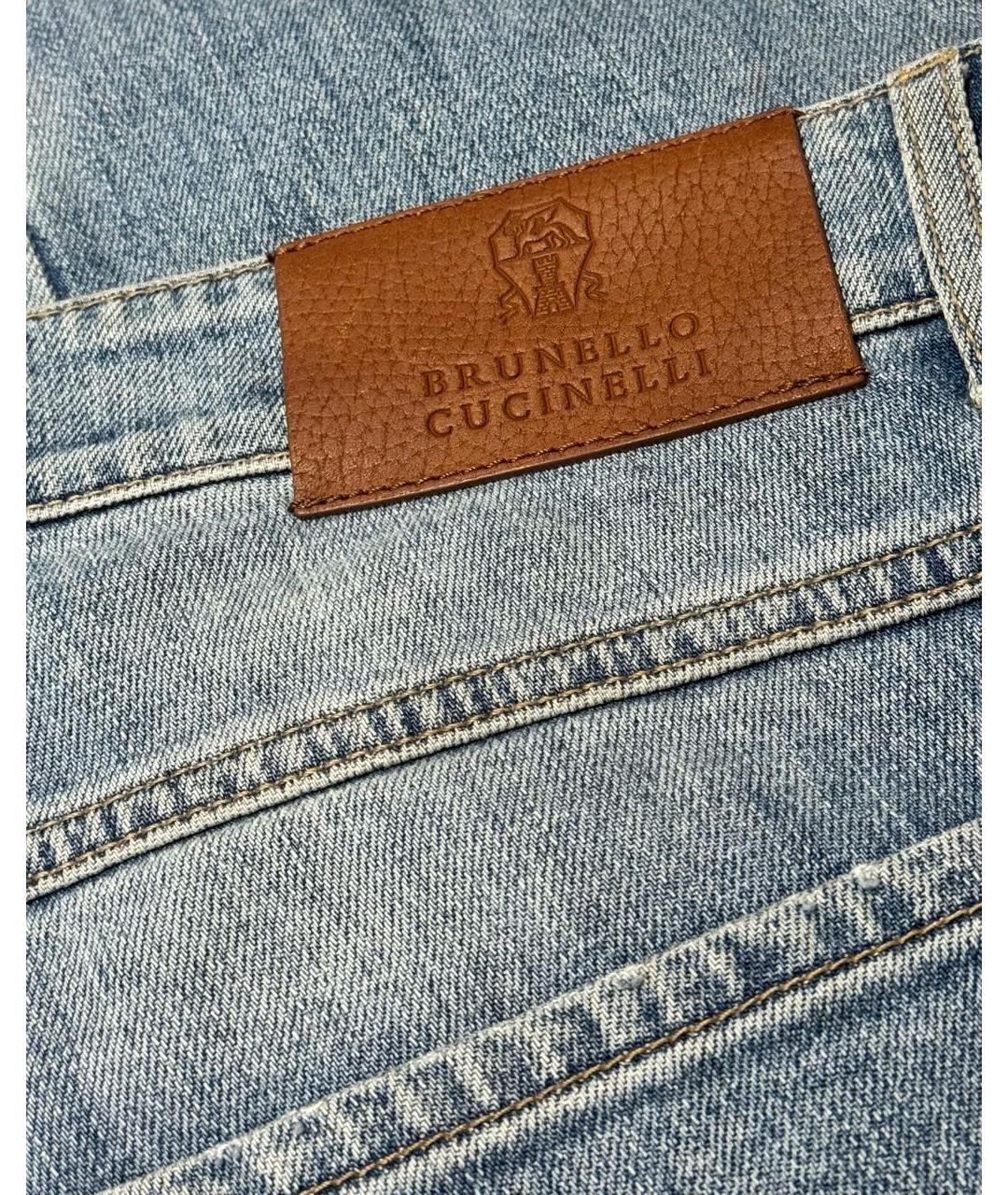 BRUNELLO CUCINELLI Голубые хлопковые джинсы скинни, фото 6