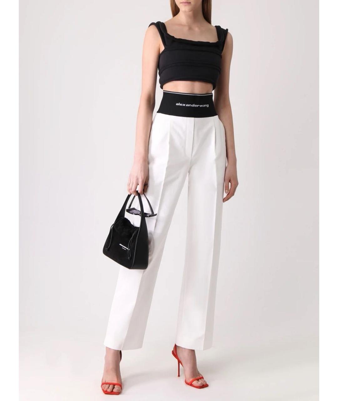 ALEXANDER WANG Белые хлопковые прямые брюки, фото 2
