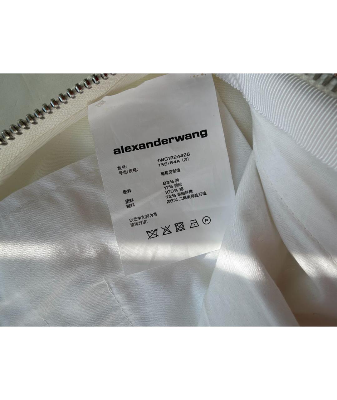 ALEXANDER WANG Белые хлопковые прямые брюки, фото 5
