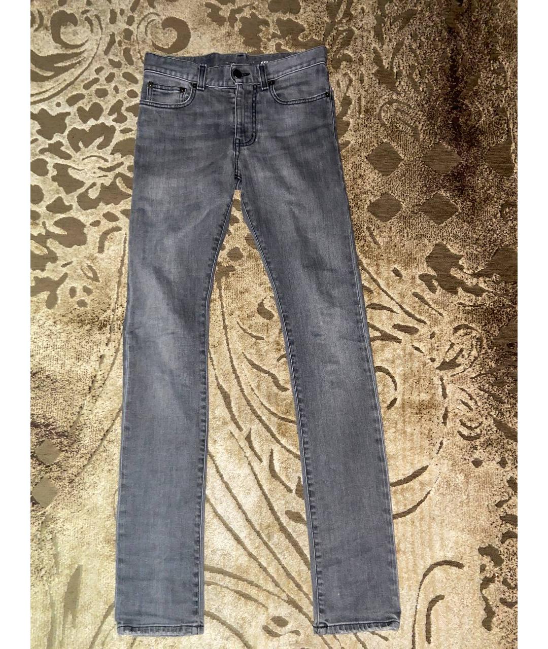 SAINT LAURENT Серые хлопковые джинсы скинни, фото 10