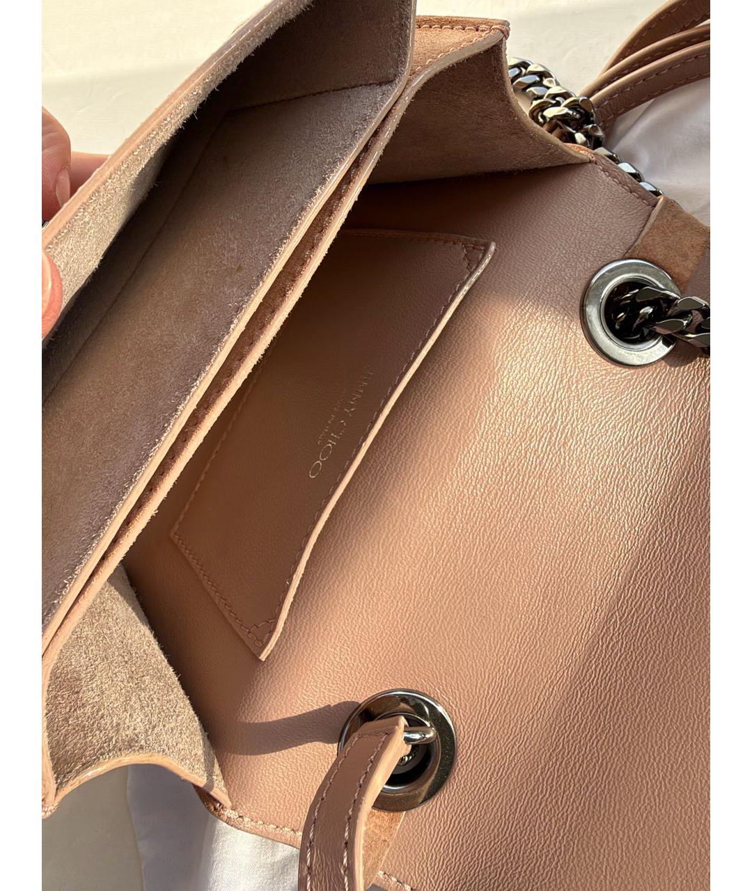 JIMMY CHOO Бежевая сумка через плечо из лакированной кожи, фото 4