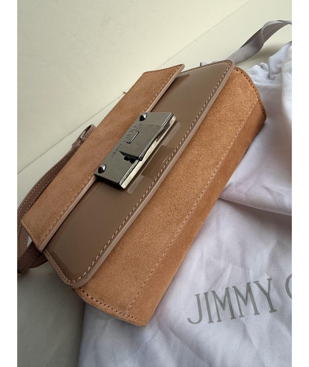 JIMMY CHOO Бежевая сумка через плечо из лакированной кожи, фото 3