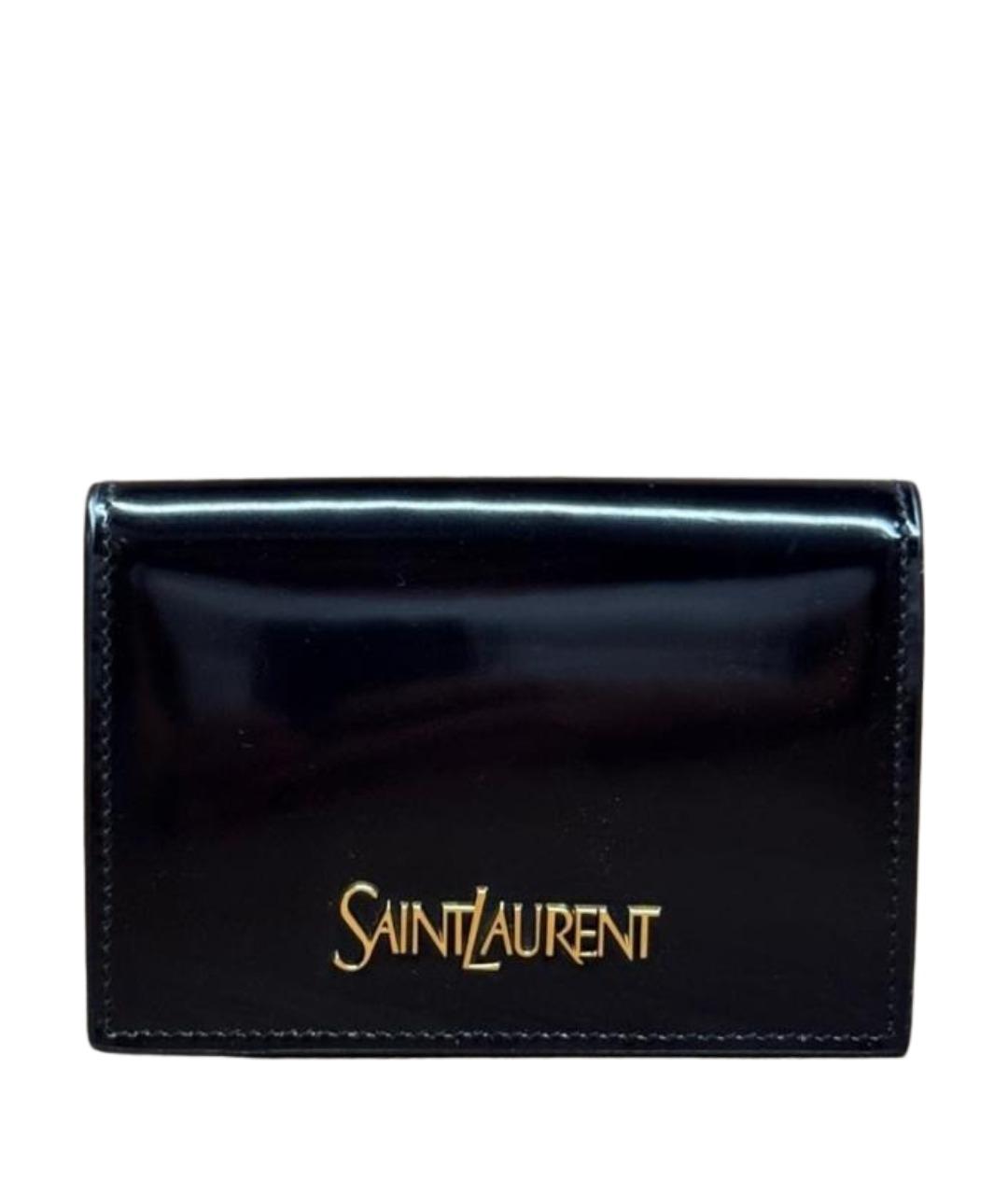 SAINT LAURENT Черный кошелек из лакированной кожи, фото 1